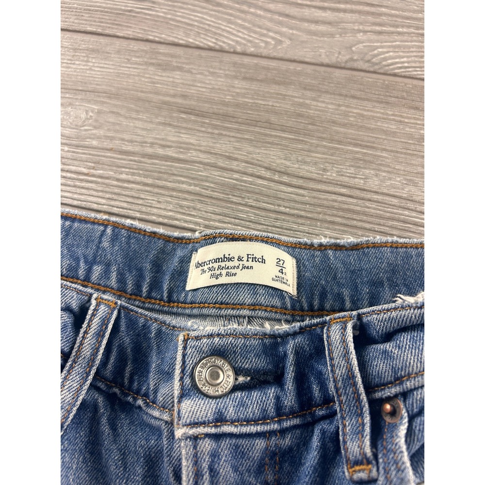 Abercrombie & Fitch The 90s Relaxed Jean High Rise Blue Wide Leg Size 27/4R 552 - Picture 6 of 8